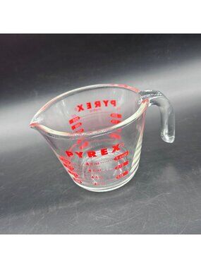 Vintage Pyrex 1 Cup Glass Measuring Cup Red Corning Made In USA 8 Ounces Spout